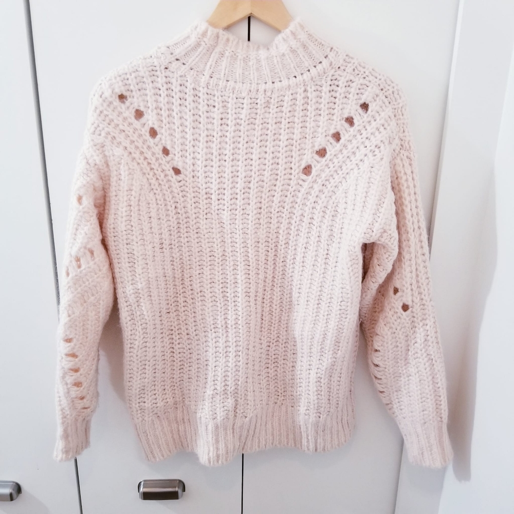 NWOT LOFT | Pink Knit Oversized Sweater Mock Turtleneck Alpaca Wool